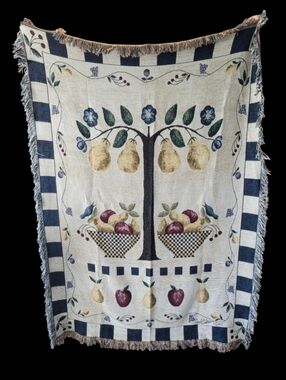Fruit Tree Woven Tapestry Throw Blanket with Fringe